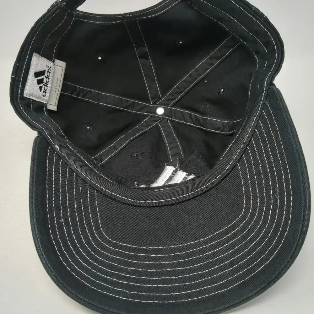 Adidas Baseball Cap Black One Size White Contrast Stitching Logo Slideback Hat